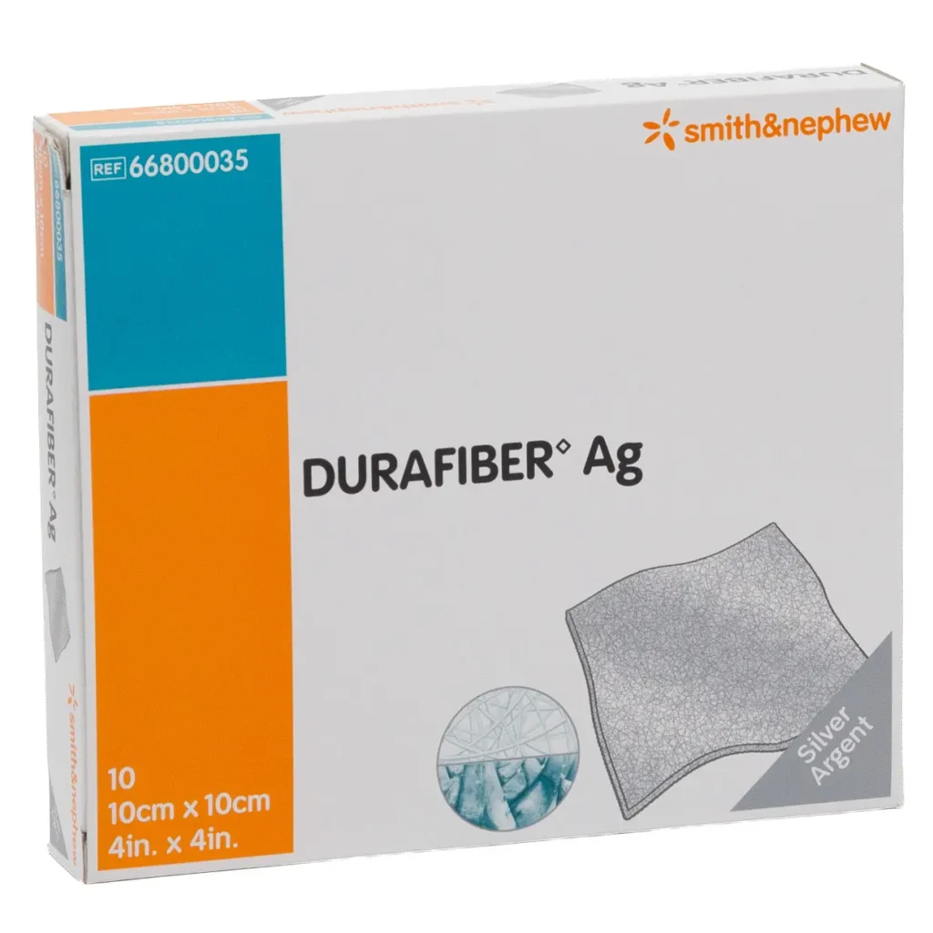 Smith & Nephew DURAFIBER Ag Faserverband mit Silber 10 × 10 cm – 10 Stück
