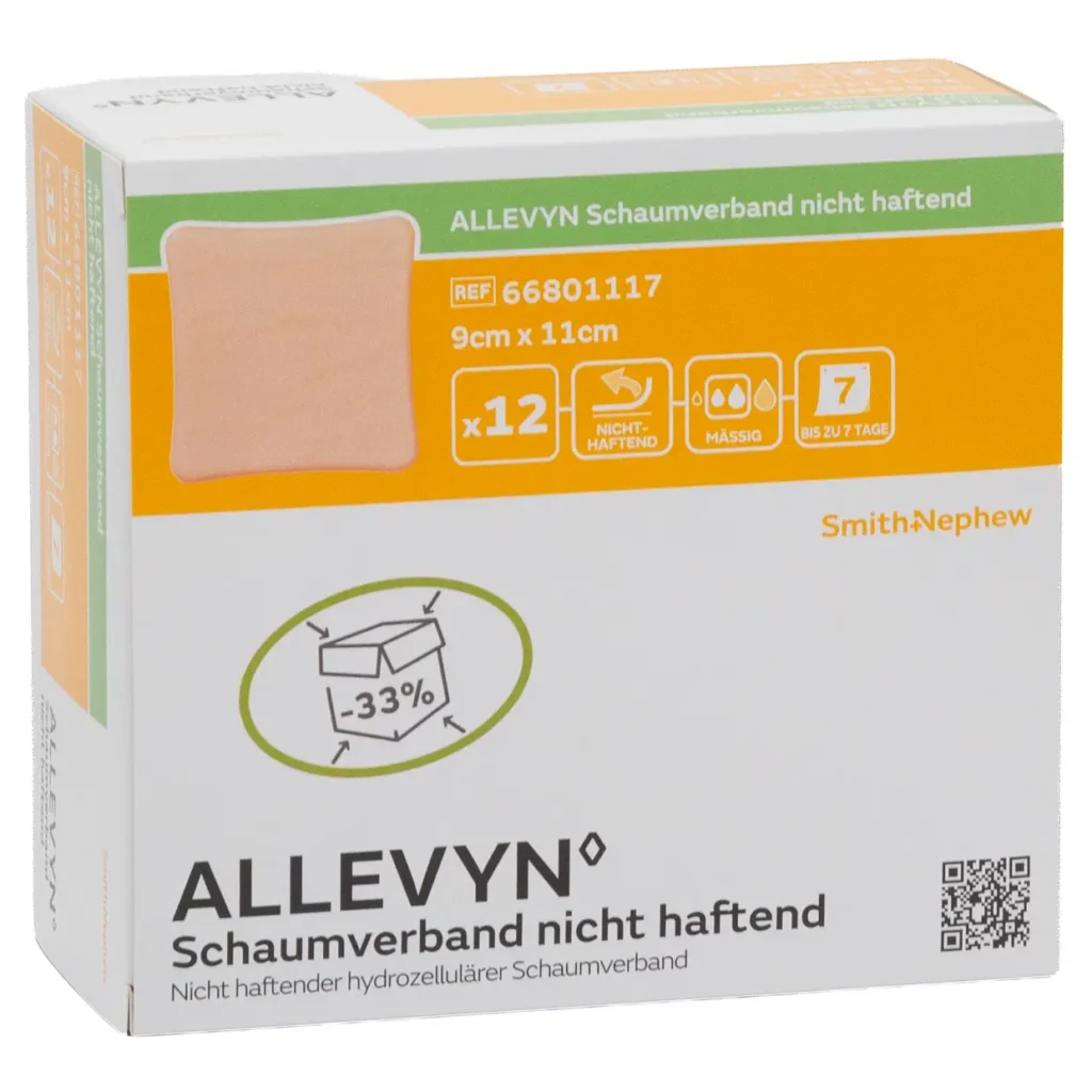 Smith & Nephew ALLEVYN Schaumverband nicht haftend 9 × 11 cm – 12 Stück