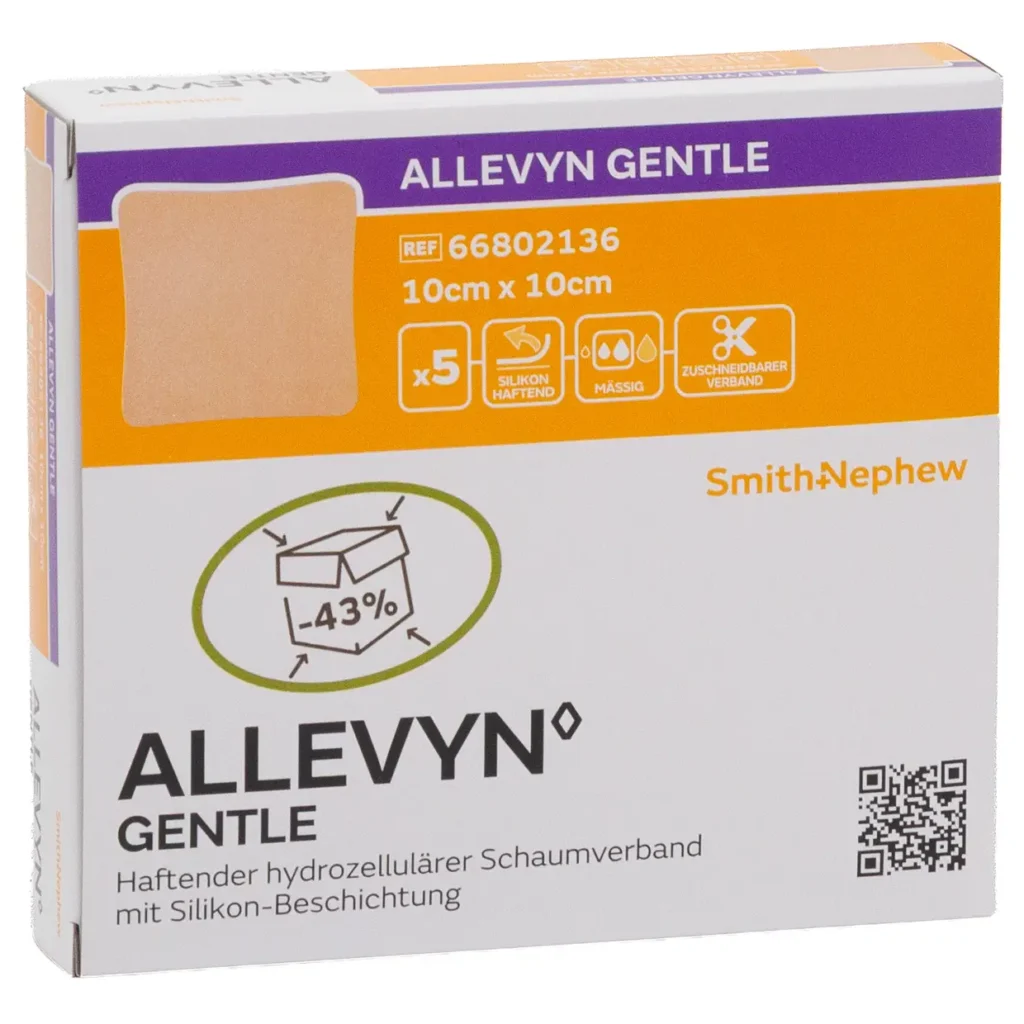 Smith & Nephew ALLEVYN GENTLE Schaumverband 10 × 10 cm – 5 Stück