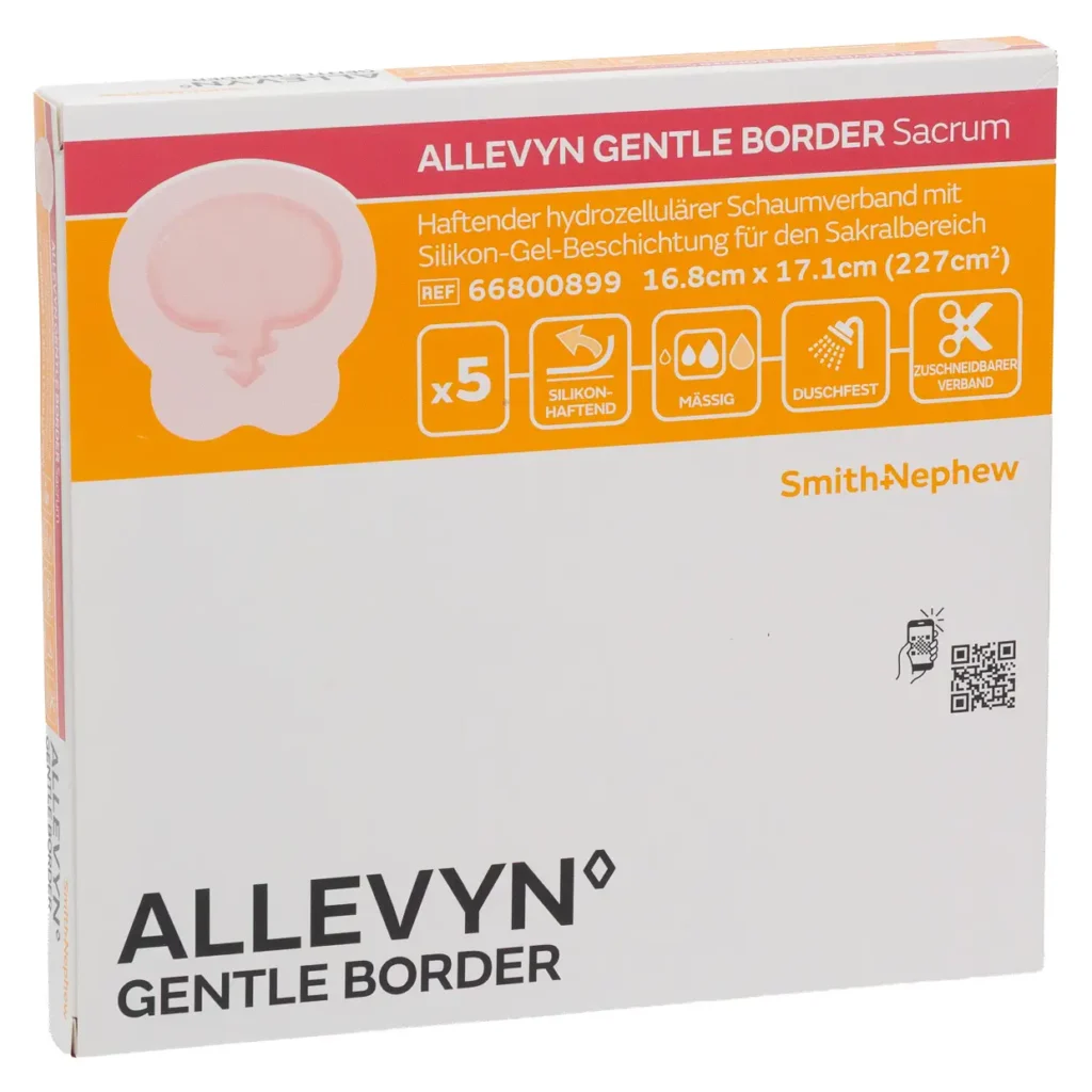 Smith & Nephew ALLEVYN GENTLE BORDER Sacrum 16,8 × 17,1 cm – 5 Stück