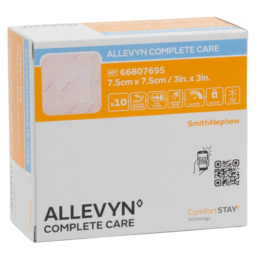 ALLEVYN COMPLETE CARE Schaumverband 7,5 × 7,5 cm – Produktfoto