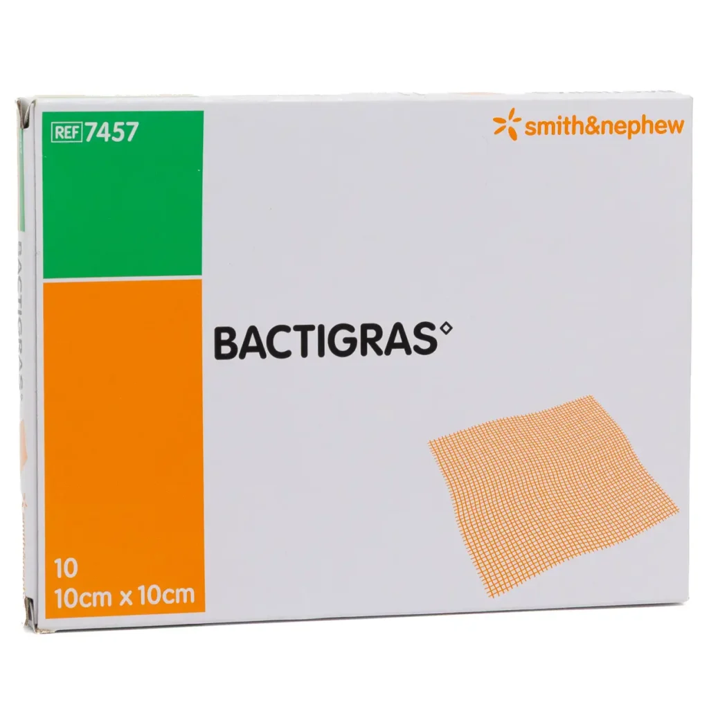 BACTIGRAS antimikrobielle Wundauflage 10 × 10 cm – Produktfoto