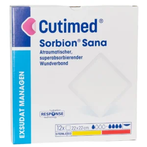 Cutimed Sorbion Sana 22 × 22 cm – Packung mit 12 Stück