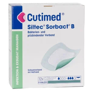 Cutimed Siltec Sorbact B 12,5 × 12,5 cm – Packung mit 12 Stück