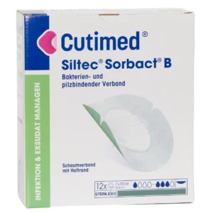 Cutimed Siltec Sorbact B 7 × 10 cm, oval – Packung mit 12 Stück