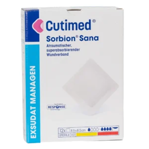 Cutimed Sorbion Sana 8,5 × 8,5 cm – Packung mit 12 Stück