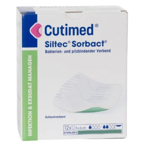 Cutimed Siltec Sorbact 5 × 6 cm – Packung mit 12 Stück