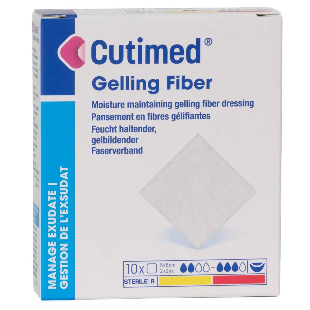 Cutimed Gelling Fiber 5 × 5 cm – Packung mit 10 Stück