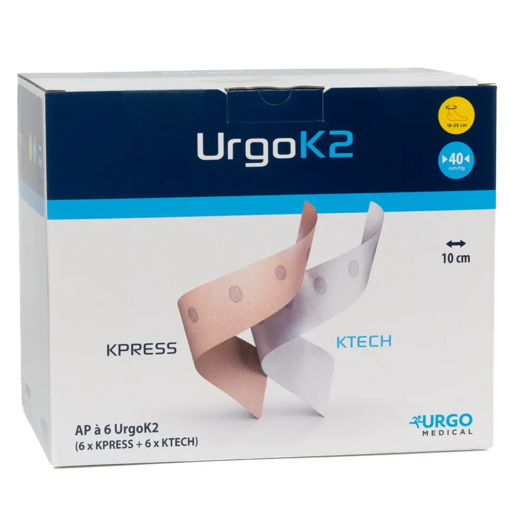 Packung UrgoK2, 10 cm breit; Knöchelumfang 18–25 cm, 6 Systeme
