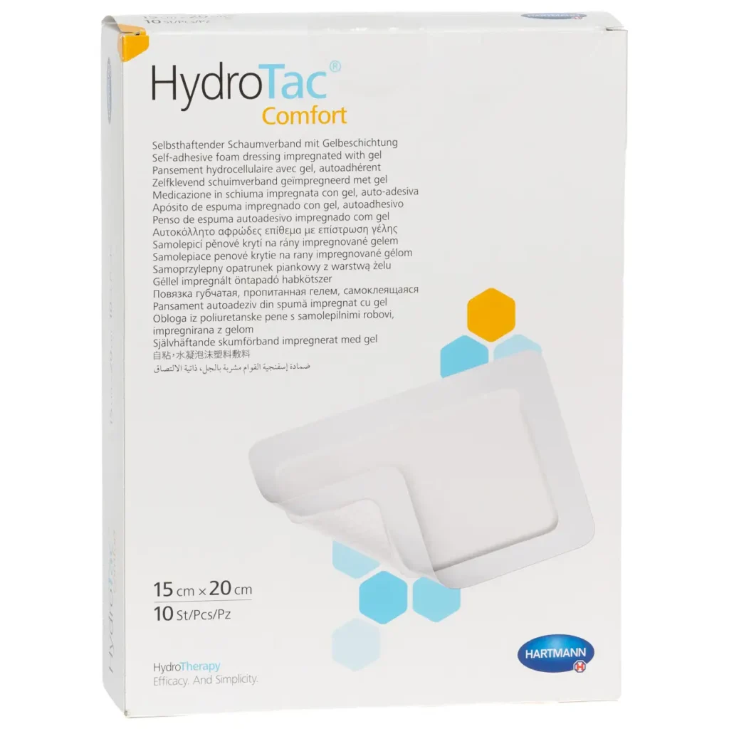 HARTMANN HydroTac Comfort, 15 × 20 cm, 10 Wundauflagen – Produktverpackung