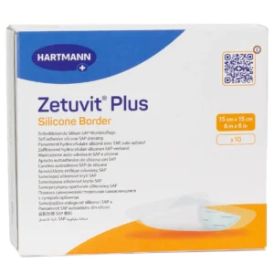 HARTMANN Zetuvit Plus Silicone Border, 15 × 15 cm, 10 Wundauflagen – Produktverpackung