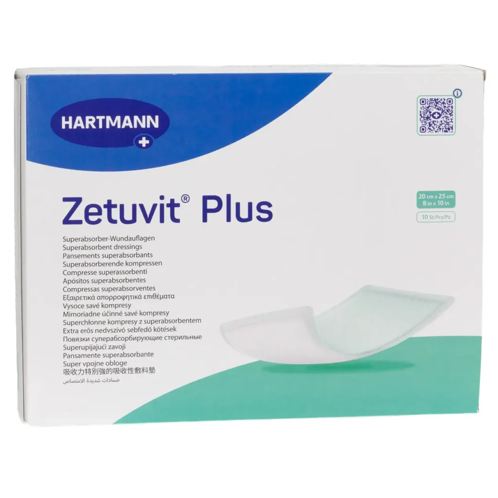 HARTMANN Zetuvit Plus, 20 × 25 cm, 10 Wundauflagen – Produktverpackung