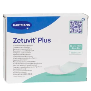 HARTMANN Zetuvit Plus, 10 × 10 cm, 10 Wundauflagen – Produktverpackung