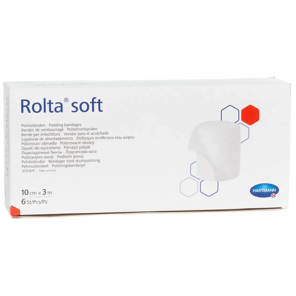HARTMANN Rolta soft Polsterbinden, 10 cm × 3 m, 6 Binden – Produktverpackung