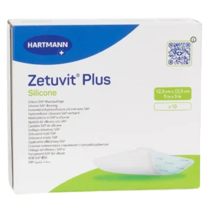 HARTMANN Zetuvit Plus Silicone, 12,5 × 12,5 cm, 10 Wundauflagen – Produktverpackung