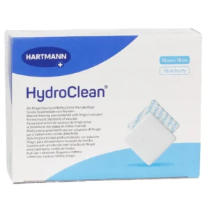 HARTMANN HydroClean, 10 × 10 cm, 10 Wundauflagen – Produktverpackung