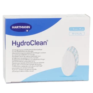 HARTMANN HydroClean oval, 8 × 14 cm, 10 Wundauflagen – Produktverpackung