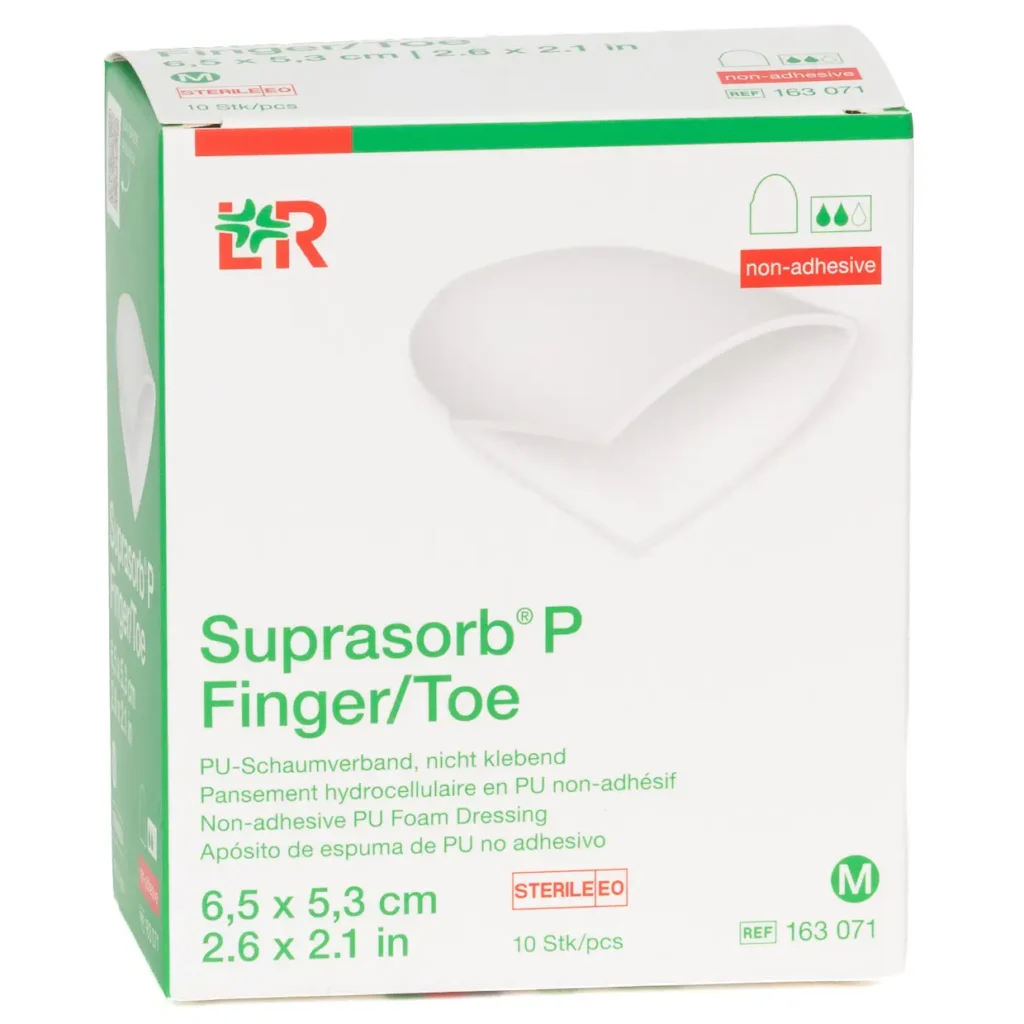 Verpackung Suprasorb P Finger/Toe M Schaumverband, 6,5 × 5,3 cm, 10 Wundauflagen