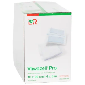 Zusatzansicht der Verpackung Vliwazell Pro, 10 × 20 cm, 30 Kompressen
