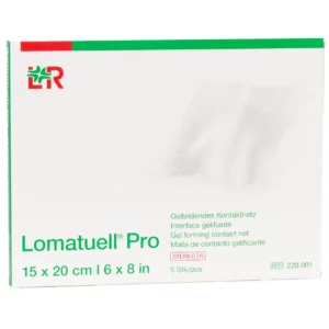 Verpackung Lomatuell Pro Gelbildendes Kontaktnetz, 15 × 20 cm, 5 Wundauflagen