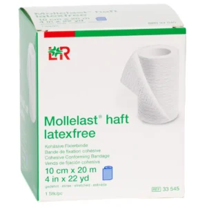 Verpackung Mollelast haft latexfrei Kohäsive Fixierbinde, latexfrei, blau, 10 cm × 20 m, 1 Binde