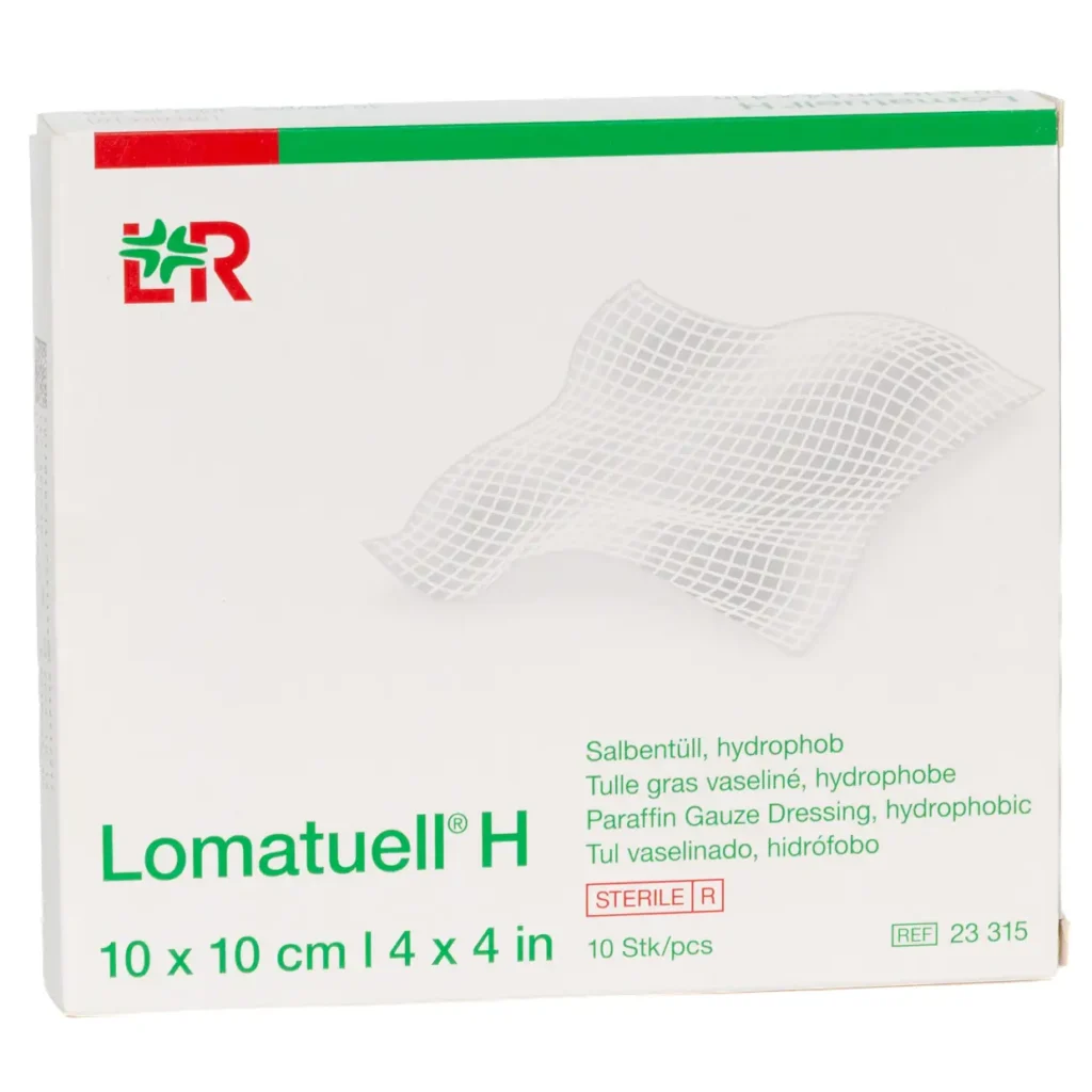 Verpackung Lomatuell H Salbentüll, 10 × 10 cm, 10 Wundauflagen