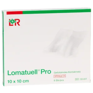 Verpackung Lomatuell Pro Gelbildendes Kontaktnetz, 10 × 10 cm, 8 Wundauflagen