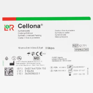 Etikett Cellona Synthetikwatte 10 cm × 3 m mit REF 12771 und deutscher PZN 00020623